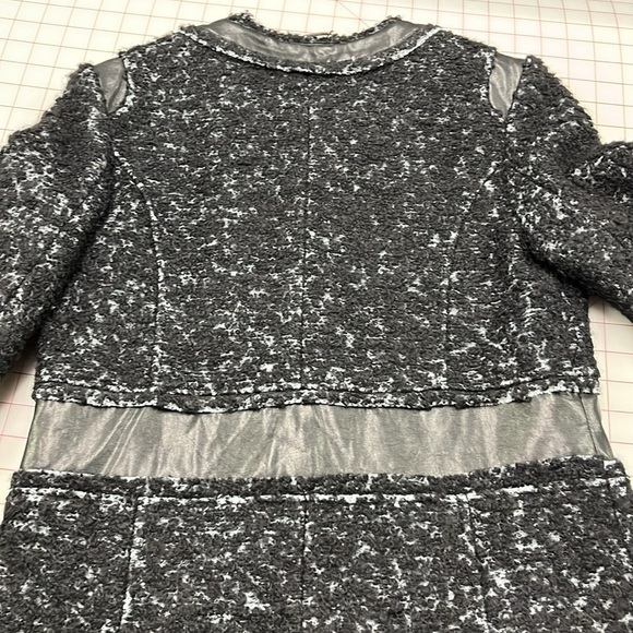 LAUNDRY by Shelli Segal Career City Faux Leather Metallic Tweed/Boucle Coat SZ M - Picture 8 of 16